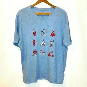 Gap Lived-In Cotton T-Shirt Men's Large Blue Soft Summer Hike Outdoors  Camping